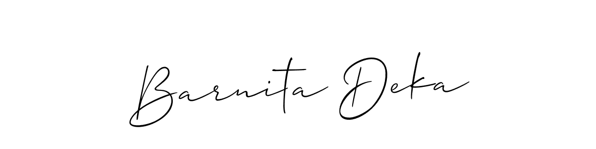 Barnita Deka stylish signature style. Best Handwritten Sign (Allison_Script) for my name. Handwritten Signature Collection Ideas for my name Barnita Deka. Barnita Deka signature style 2 images and pictures png