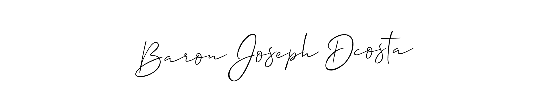 The best way (Allison_Script) to make a short signature is to pick only two or three words in your name. The name Baron Joseph Dcosta include a total of six letters. For converting this name. Baron Joseph Dcosta signature style 2 images and pictures png