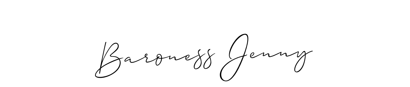 Use a signature maker to create a handwritten signature online. With this signature software, you can design (Allison_Script) your own signature for name Baroness Jenny. Baroness Jenny signature style 2 images and pictures png