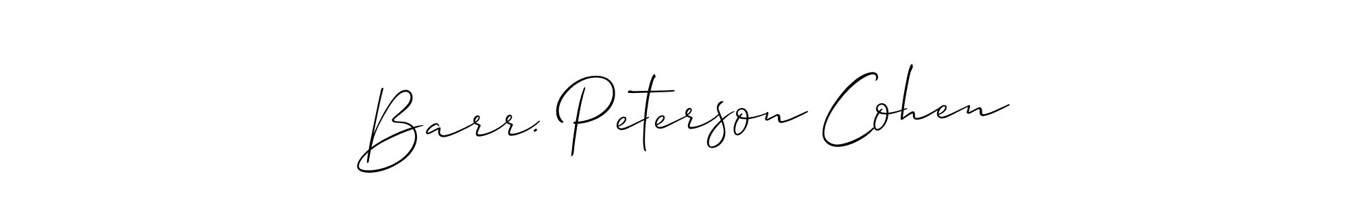 The best way (Allison_Script) to make a short signature is to pick only two or three words in your name. The name Barr. Peterson Cohen include a total of six letters. For converting this name. Barr. Peterson Cohen signature style 2 images and pictures png