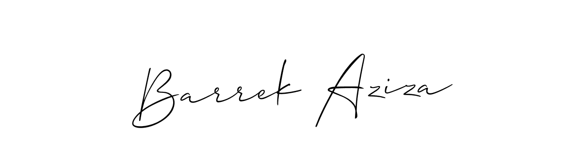 Also we have Barrek Aziza name is the best signature style. Create professional handwritten signature collection using Allison_Script autograph style. Barrek Aziza signature style 2 images and pictures png