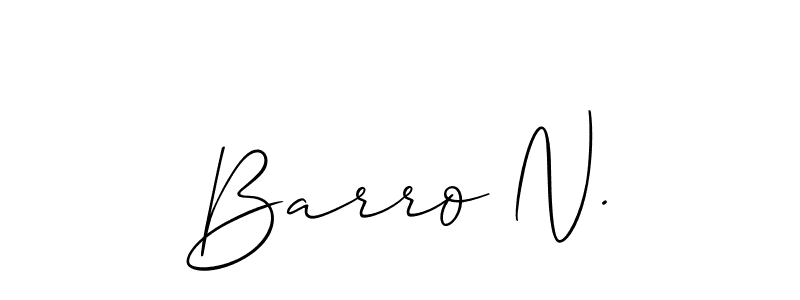 How to make Barro N. name signature. Use Allison_Script style for creating short signs online. This is the latest handwritten sign. Barro N. signature style 2 images and pictures png