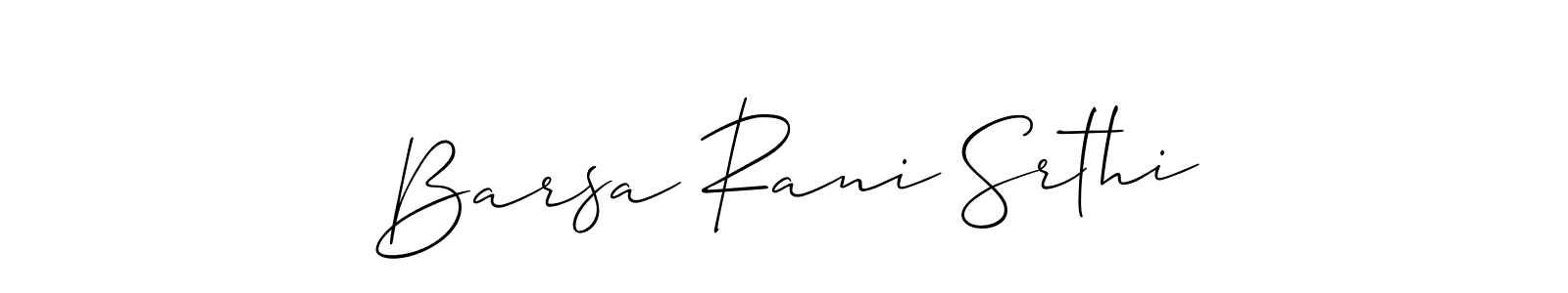 Make a beautiful signature design for name Barsa Rani Srthi. With this signature (Allison_Script) style, you can create a handwritten signature for free. Barsa Rani Srthi signature style 2 images and pictures png