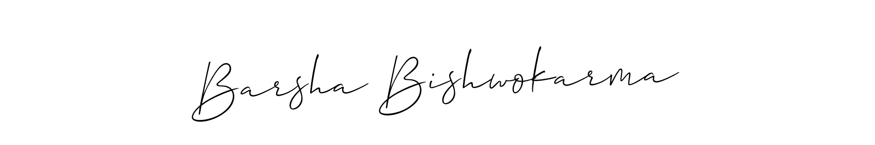 Make a beautiful signature design for name Barsha Bishwokarma. With this signature (Allison_Script) style, you can create a handwritten signature for free. Barsha Bishwokarma signature style 2 images and pictures png