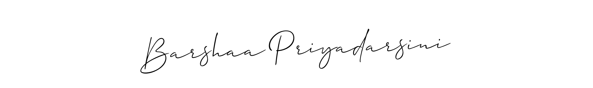 How to make Barshaa Priyadarsini name signature. Use Allison_Script style for creating short signs online. This is the latest handwritten sign. Barshaa Priyadarsini signature style 2 images and pictures png