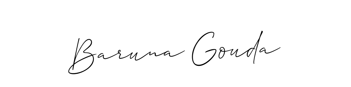 Baruna Gouda stylish signature style. Best Handwritten Sign (Allison_Script) for my name. Handwritten Signature Collection Ideas for my name Baruna Gouda. Baruna Gouda signature style 2 images and pictures png