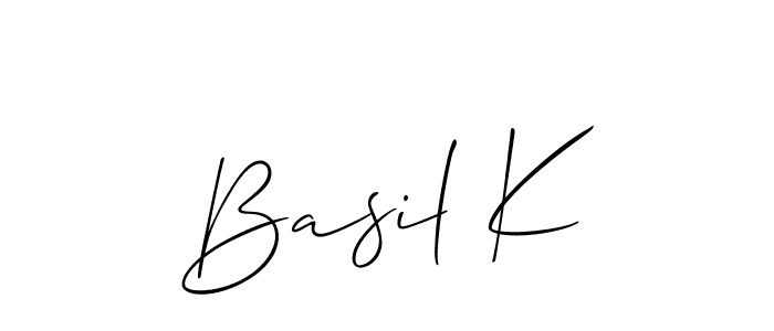 Make a beautiful signature design for name Basil K. With this signature (Allison_Script) style, you can create a handwritten signature for free. Basil K signature style 2 images and pictures png