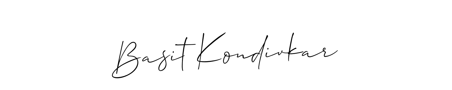 The best way (Allison_Script) to make a short signature is to pick only two or three words in your name. The name Basit Kondivkar include a total of six letters. For converting this name. Basit Kondivkar signature style 2 images and pictures png