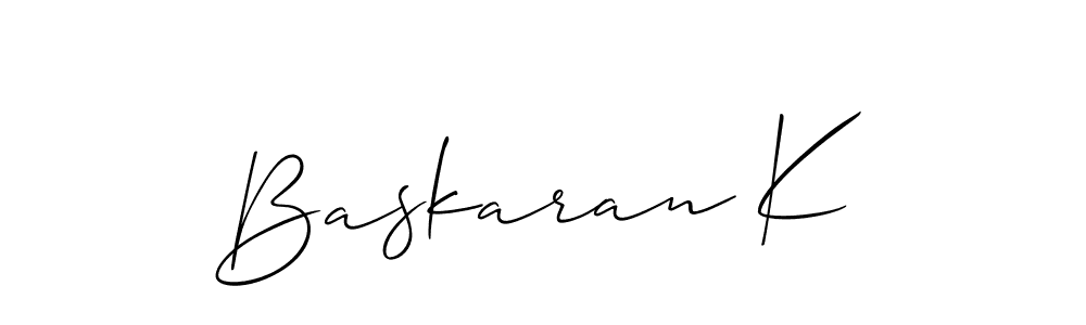 if you are searching for the best signature style for your name Baskaran K. so please give up your signature search. here we have designed multiple signature styles  using Allison_Script. Baskaran K signature style 2 images and pictures png