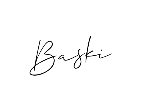 Design your own signature with our free online signature maker. With this signature software, you can create a handwritten (Allison_Script) signature for name Baski. Baski signature style 2 images and pictures png