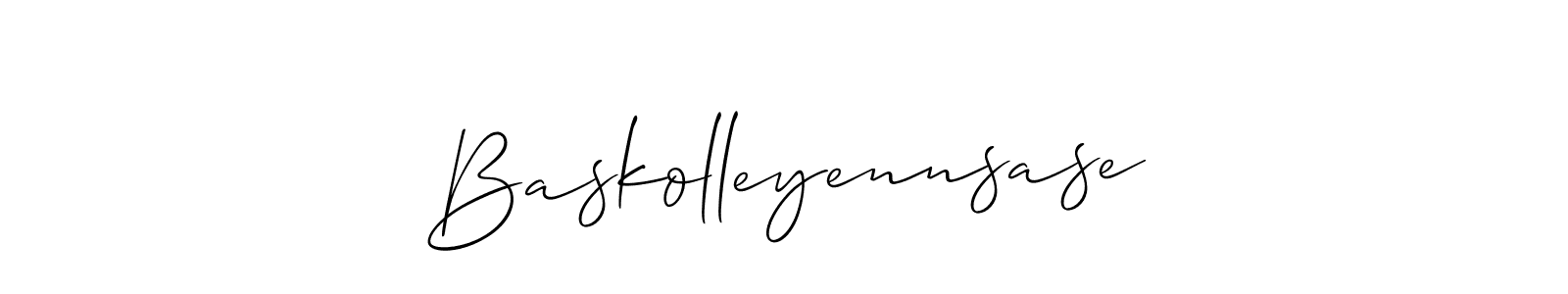 The best way (Allison_Script) to make a short signature is to pick only two or three words in your name. The name Baskolleyennsase include a total of six letters. For converting this name. Baskolleyennsase signature style 2 images and pictures png