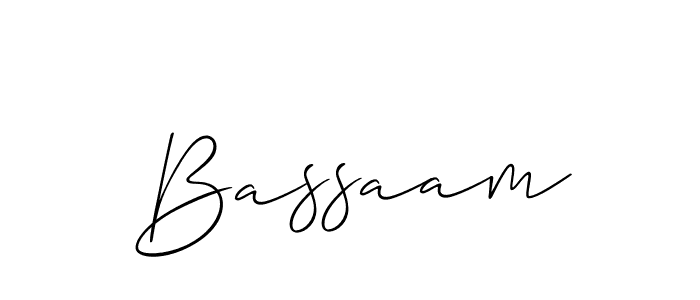 Create a beautiful signature design for name Bassaam. With this signature (Allison_Script) fonts, you can make a handwritten signature for free. Bassaam signature style 2 images and pictures png