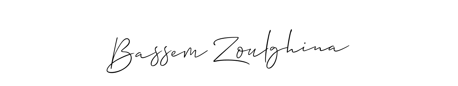 How to make Bassem Zoulghina name signature. Use Allison_Script style for creating short signs online. This is the latest handwritten sign. Bassem Zoulghina signature style 2 images and pictures png