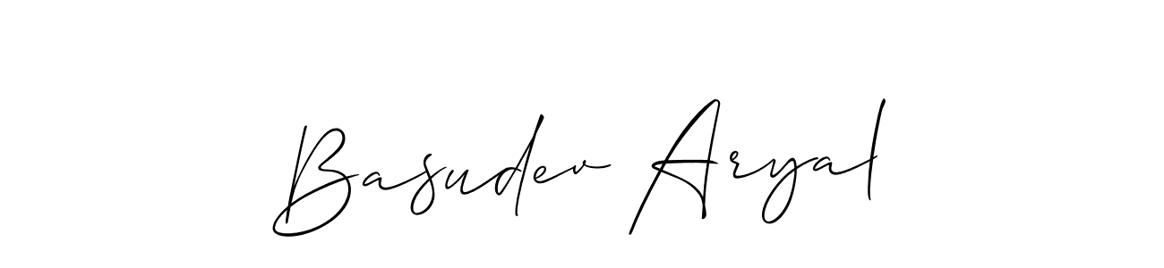 How to make Basudev Aryal name signature. Use Allison_Script style for creating short signs online. This is the latest handwritten sign. Basudev Aryal signature style 2 images and pictures png