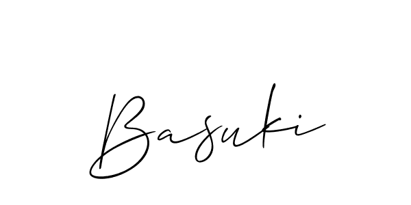 Allison_Script is a professional signature style that is perfect for those who want to add a touch of class to their signature. It is also a great choice for those who want to make their signature more unique. Get Basuki name to fancy signature for free. Basuki signature style 2 images and pictures png