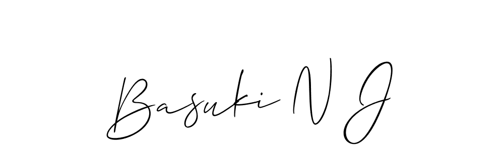 Make a beautiful signature design for name Basuki N J. With this signature (Allison_Script) style, you can create a handwritten signature for free. Basuki N J signature style 2 images and pictures png