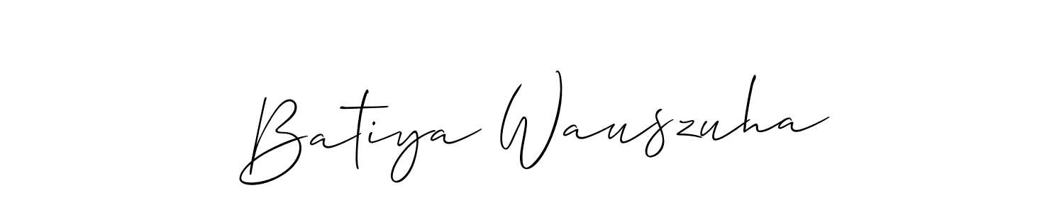 if you are searching for the best signature style for your name Batiya Wauszuha. so please give up your signature search. here we have designed multiple signature styles  using Allison_Script. Batiya Wauszuha signature style 2 images and pictures png