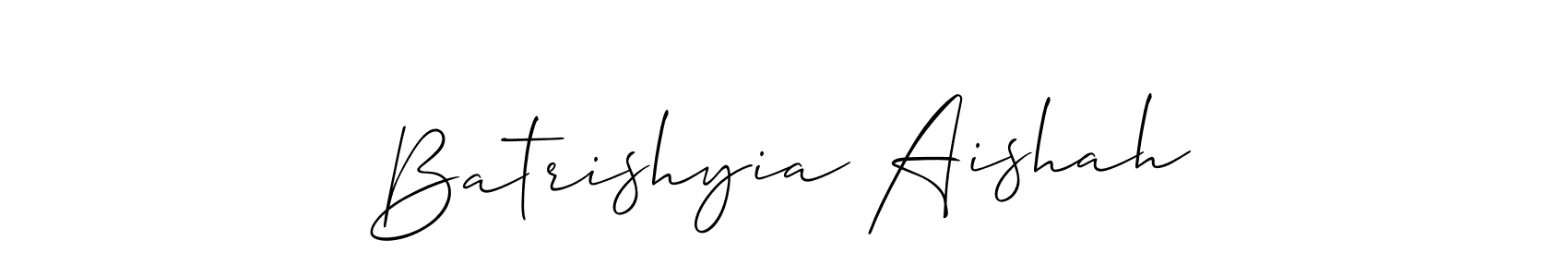 How to Draw Batrishyia Aishah signature style? Allison_Script is a latest design signature styles for name Batrishyia Aishah. Batrishyia Aishah signature style 2 images and pictures png