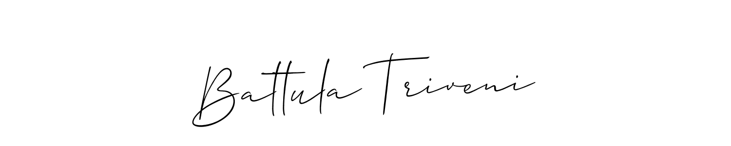 Use a signature maker to create a handwritten signature online. With this signature software, you can design (Allison_Script) your own signature for name Battula Triveni. Battula Triveni signature style 2 images and pictures png