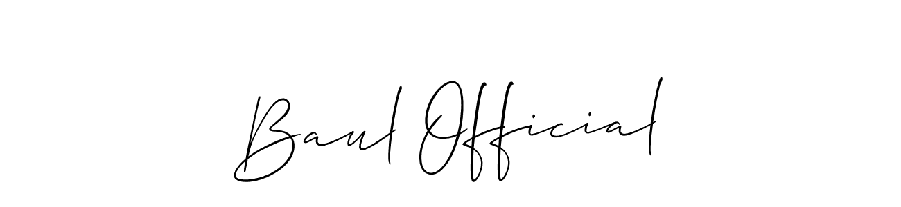 The best way (Allison_Script) to make a short signature is to pick only two or three words in your name. The name Baul Official include a total of six letters. For converting this name. Baul Official signature style 2 images and pictures png