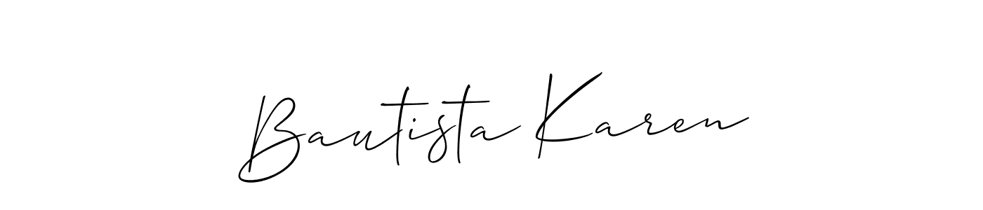 if you are searching for the best signature style for your name Bautista Karen. so please give up your signature search. here we have designed multiple signature styles  using Allison_Script. Bautista Karen signature style 2 images and pictures png