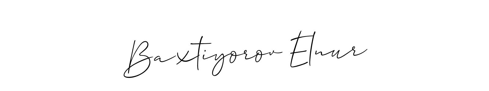How to make Baxtiyorov Elnur name signature. Use Allison_Script style for creating short signs online. This is the latest handwritten sign. Baxtiyorov Elnur signature style 2 images and pictures png
