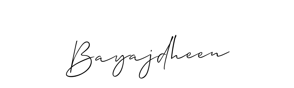 if you are searching for the best signature style for your name Bayajdheen. so please give up your signature search. here we have designed multiple signature styles  using Allison_Script. Bayajdheen signature style 2 images and pictures png