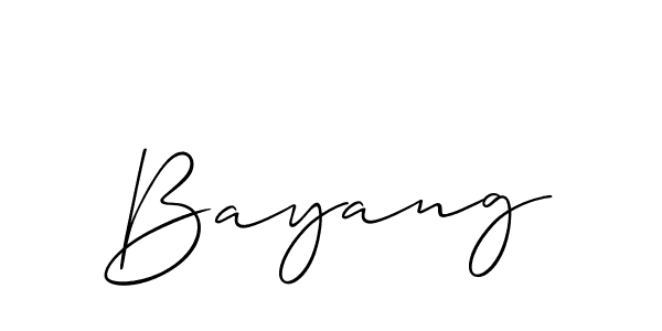 Design your own signature with our free online signature maker. With this signature software, you can create a handwritten (Allison_Script) signature for name Bayang. Bayang signature style 2 images and pictures png