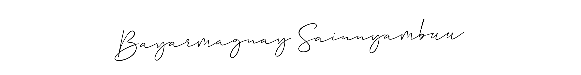 How to make Bayarmagnay Sainnyambuu name signature. Use Allison_Script style for creating short signs online. This is the latest handwritten sign. Bayarmagnay Sainnyambuu signature style 2 images and pictures png