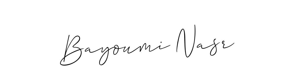 Use a signature maker to create a handwritten signature online. With this signature software, you can design (Allison_Script) your own signature for name Bayoumi Nasr. Bayoumi Nasr signature style 2 images and pictures png