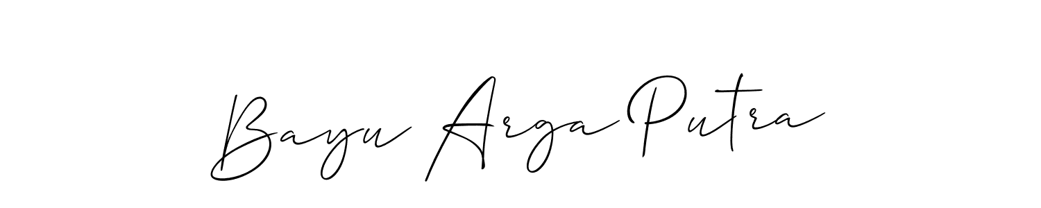 Allison_Script is a professional signature style that is perfect for those who want to add a touch of class to their signature. It is also a great choice for those who want to make their signature more unique. Get Bayu Arga Putra name to fancy signature for free. Bayu Arga Putra signature style 2 images and pictures png