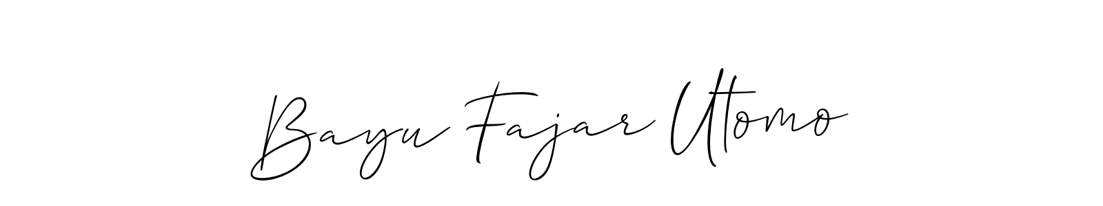 Make a beautiful signature design for name Bayu Fajar Utomo. With this signature (Allison_Script) style, you can create a handwritten signature for free. Bayu Fajar Utomo signature style 2 images and pictures png