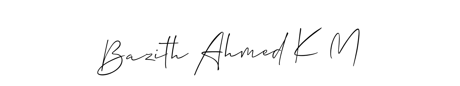 if you are searching for the best signature style for your name Bazith Ahmed K M. so please give up your signature search. here we have designed multiple signature styles  using Allison_Script. Bazith Ahmed K M signature style 2 images and pictures png