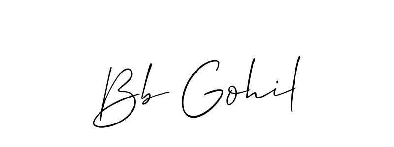 The best way (Allison_Script) to make a short signature is to pick only two or three words in your name. The name Bb Gohil include a total of six letters. For converting this name. Bb Gohil signature style 2 images and pictures png