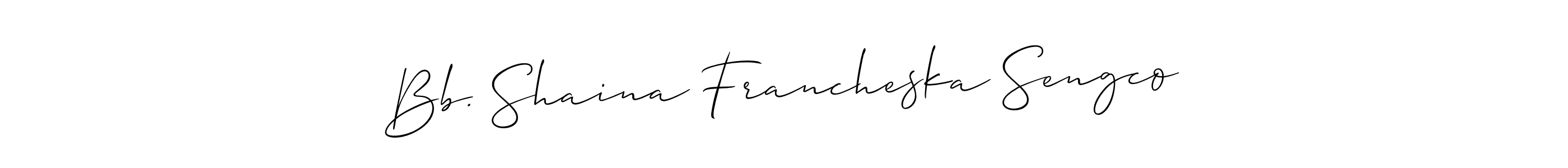 How to Draw Bb. Shaina Francheska Sengco signature style? Allison_Script is a latest design signature styles for name Bb. Shaina Francheska Sengco. Bb. Shaina Francheska Sengco signature style 2 images and pictures png