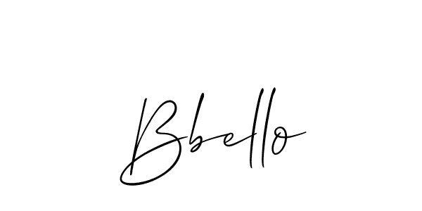The best way (Allison_Script) to make a short signature is to pick only two or three words in your name. The name Bbello include a total of six letters. For converting this name. Bbello signature style 2 images and pictures png