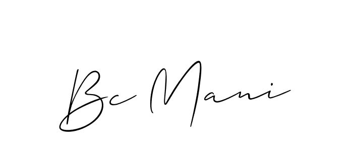 Use a signature maker to create a handwritten signature online. With this signature software, you can design (Allison_Script) your own signature for name Bc Mani. Bc Mani signature style 2 images and pictures png