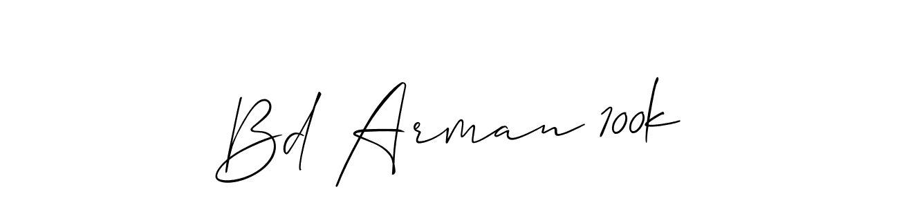 How to Draw Bd Arman 100k signature style? Allison_Script is a latest design signature styles for name Bd Arman 100k. Bd Arman 100k signature style 2 images and pictures png