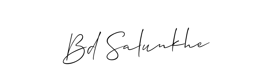 Make a beautiful signature design for name Bd Salunkhe. With this signature (Allison_Script) style, you can create a handwritten signature for free. Bd Salunkhe signature style 2 images and pictures png