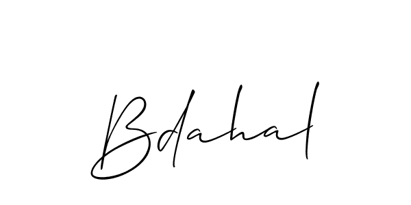 The best way (Allison_Script) to make a short signature is to pick only two or three words in your name. The name Bdahal include a total of six letters. For converting this name. Bdahal signature style 2 images and pictures png