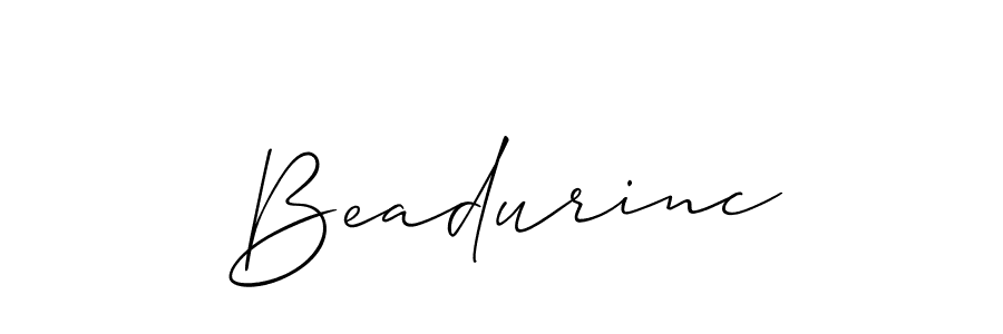 Make a beautiful signature design for name Beadurinc. With this signature (Allison_Script) style, you can create a handwritten signature for free. Beadurinc signature style 2 images and pictures png