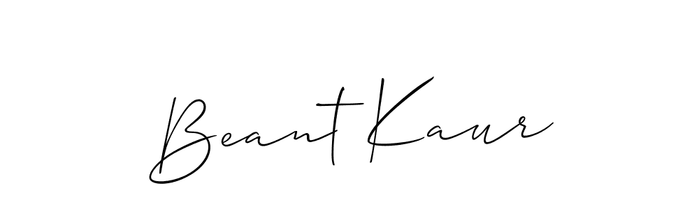 The best way (Allison_Script) to make a short signature is to pick only two or three words in your name. The name Beant Kaur include a total of six letters. For converting this name. Beant Kaur signature style 2 images and pictures png