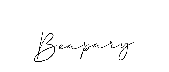 Allison_Script is a professional signature style that is perfect for those who want to add a touch of class to their signature. It is also a great choice for those who want to make their signature more unique. Get Beapary name to fancy signature for free. Beapary signature style 2 images and pictures png