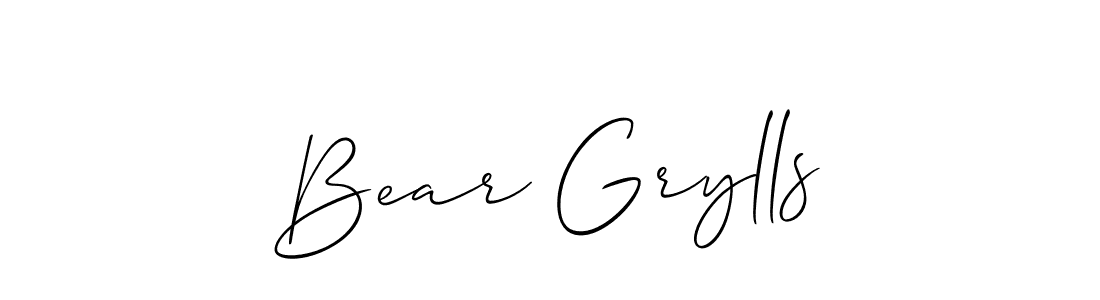 You should practise on your own different ways (Allison_Script) to write your name (Bear Grylls) in signature. don't let someone else do it for you. Bear Grylls signature style 2 images and pictures png