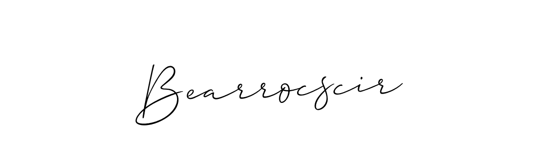 The best way (Allison_Script) to make a short signature is to pick only two or three words in your name. The name Bearrocscir include a total of six letters. For converting this name. Bearrocscir signature style 2 images and pictures png