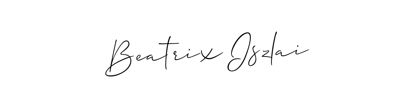 Also You can easily find your signature by using the search form. We will create Beatrix Iszlai name handwritten signature images for you free of cost using Allison_Script sign style. Beatrix Iszlai signature style 2 images and pictures png