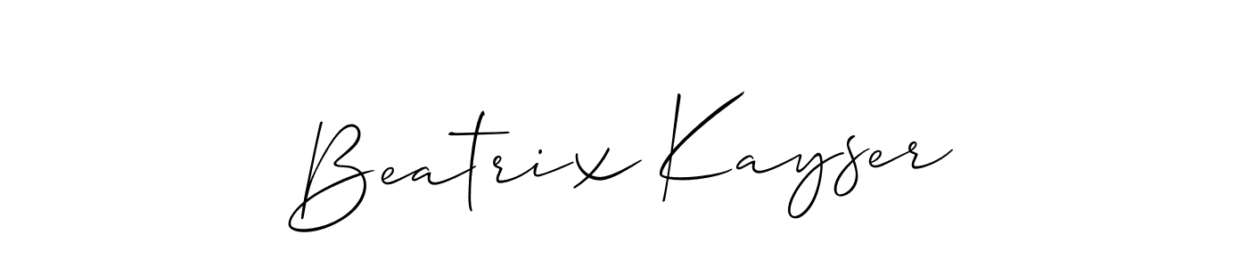 You should practise on your own different ways (Allison_Script) to write your name (Beatrix Kayser) in signature. don't let someone else do it for you. Beatrix Kayser signature style 2 images and pictures png