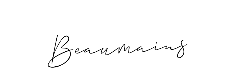 You should practise on your own different ways (Allison_Script) to write your name (Beaumains) in signature. don't let someone else do it for you. Beaumains signature style 2 images and pictures png