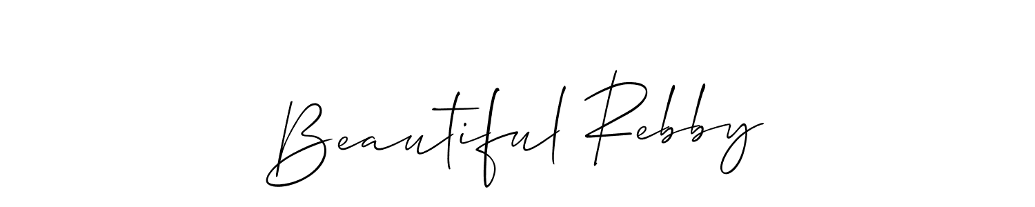 The best way (Allison_Script) to make a short signature is to pick only two or three words in your name. The name Beautiful Rebby include a total of six letters. For converting this name. Beautiful Rebby signature style 2 images and pictures png