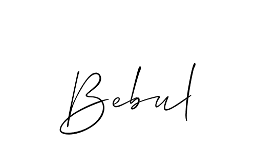 The best way (Allison_Script) to make a short signature is to pick only two or three words in your name. The name Bebul include a total of six letters. For converting this name. Bebul signature style 2 images and pictures png
